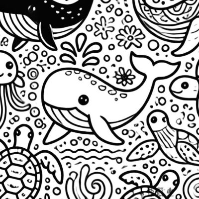 Mandala zum Ausdrucken Meerestiere Wale kostenloser Download