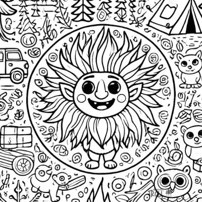 Mandala zum Ausdrucken Troll im Wald kostenloser Download
